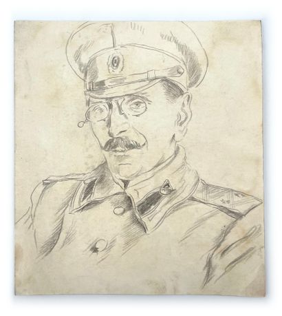 Léonid Romanovitch SOLOGOUB (Eïsk 1884 - La Haye1956) 


Portrait d'officier au pince-nez



Crayon...