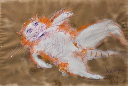 Jean MESSAGIER (1920-1999) 
Cat
Acrylic on paper, signed lower right
74 x 108 cm