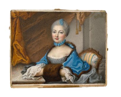 null 
Elegant Woman with Fur Muff



Rectangular miniature on paper, old sales label...
