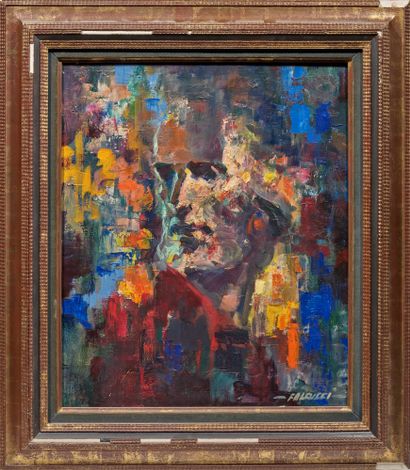Robert FALCUCCI (1900-1989) 
Christ de profil
Huile sur toile, signée en bas à droite
55...