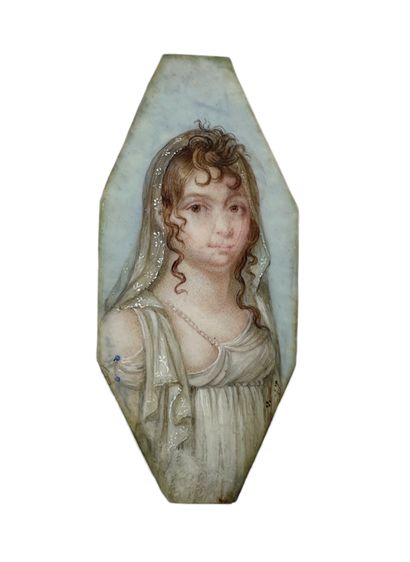 Ecole française, début XIXe siècle Jeune femme en vestale
Miniature octogonale sur...