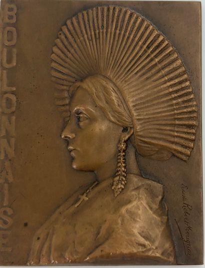 null Ernesta ROBERT-MERIGNAC

La Boulonnaise 

Médaille rectangulaire en bronze signée...