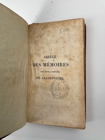  [BARRUEL Abbé Augustin］ 
Abrégé des Mémoires pour servir l'histoire du jacobinisme...