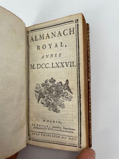  Almanach royal, année 1777, Paris, Le Breton, premier imprimeur ordinaire du roi...