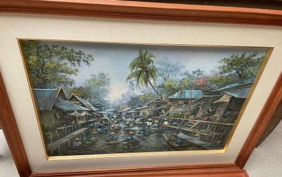 null Ecole Vietnamienne, XXe

Paysage animé

Trois huiles sur toile signées en bas...