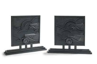 Michel ZADOUNAÏSKY (1903-1983) 
Pair of two-sided panels mounted on a wrought iron...