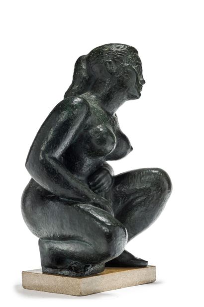 Lucien GIBERT (1904-1988) 
Sculpture en bronze à patine brune nuance verte figurant...