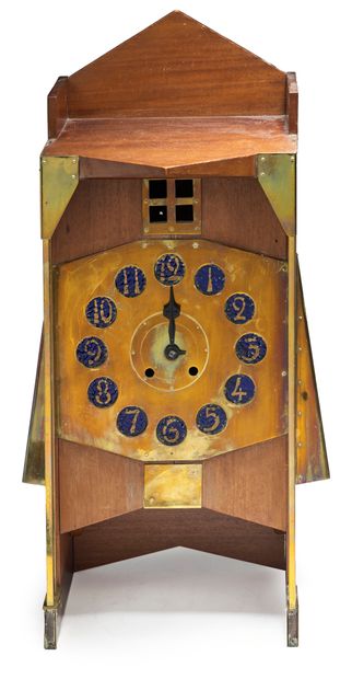 Gustave Serrurier-Bovy (1858-1910) 
Wall clock called "Moulin clock" with a cubic...