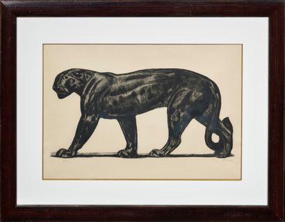 Paul JOUVE (1878-1973) 
Black Panther
Original etching on old Japan paper
Signed...