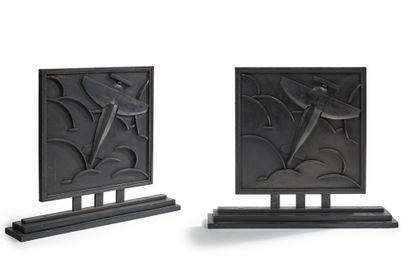 Michel ZADOUNAÏSKY (1903-1983) 
Pair of two-sided panels mounted on a wrought iron...