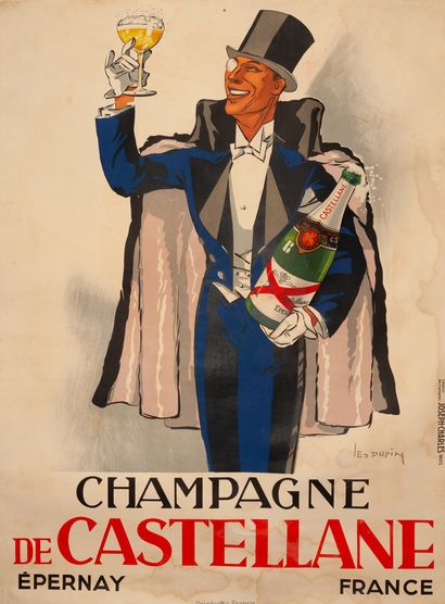 DUPIN Léo 
Champagne de Castellane Epernay France. Affiche lithographique. Création...