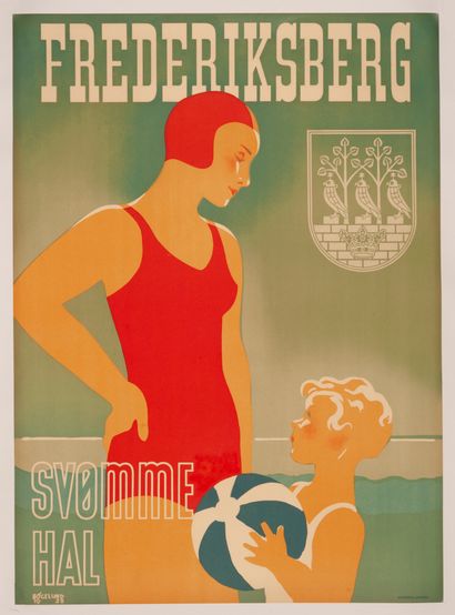 THOR BOGELUND Jensen 
Frederiksberg. 1938. Affiche lithographique. Andreasen & Lachmann....