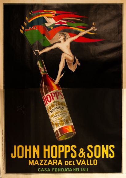 BAZZI Mario 
John Hopps & Sons. Mazzara del Vallo. 1923. Lithographic poster in two...
