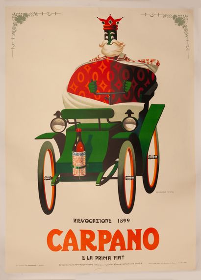 TESTA ARMANDO 
Rievocazione 1899. Carpano and the first Fiat. 1956. Lithographic...