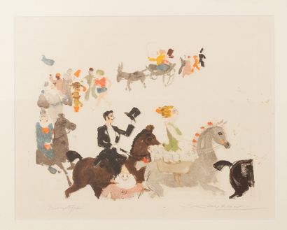 null Parade at the circus
Gap 1945-1946. Monotype. Signed lower right and annotated...