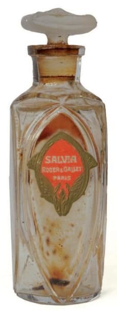 ROGER et GALLET « Salvia ». Flacon en verre décoré de quatre arrêtes de formes losanges....
