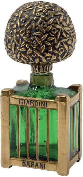 BABANI « Giardini ». Flacon en verre soufflé, coloré, figurant un oranger d'ornement,...