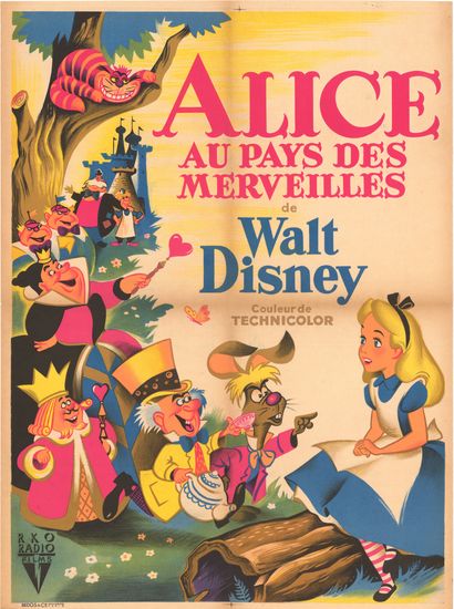 null ALICE AU PAYS DES MERVEILLES / ALICE IN WONDERLAND Walt Disney. 1951.
60 x 80...