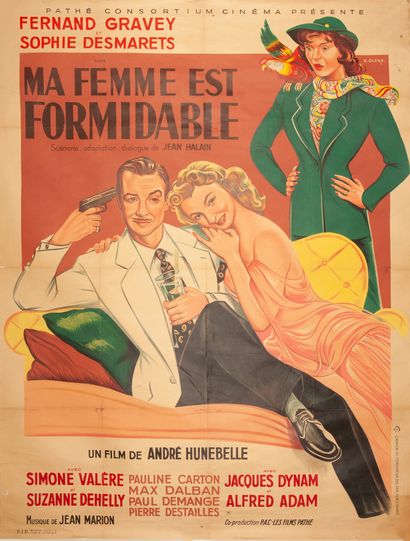 null MA FEMME EST FORMIDABLE 安德烈-胡内贝勒。1951年。
120 x 160厘米。法国海报。D. Olere.印象中，SIP。巴...