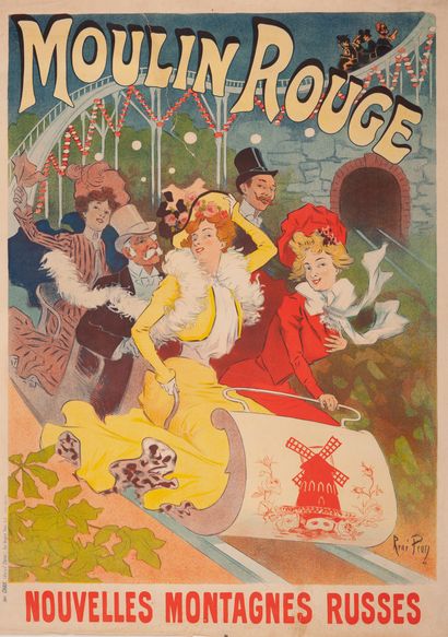PEAN RENE Moulin Rouge. Nouvelles Montagnes Russes. 1901. Affiche lithographique....