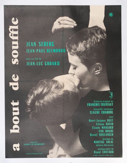 null A BOUT DE SOUFFLE Jean-Luc Godard. 1960.
60 x 80 cm. French poster. Clément...