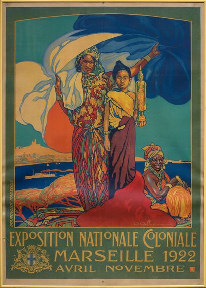 DELLEPIANE DAVID Exposition Nationale Coloniale Marseille 1922. Affiche lithographique....