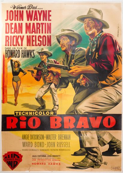 null RIO BRAVO Howard Hawks. 1959.
120 x 160 cm. Affiche française. Jean Mascii....