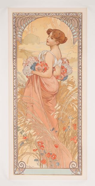 Mucha Alphonse Summer. Variant 5. 1903. Decorative lithographed panel. No mention...