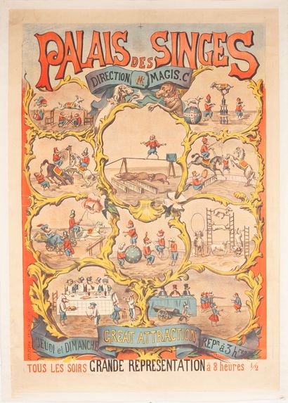 MONTUORI Monkey Palace. Magic C. Great Attraction creation. Circa 1890. Lithographic...