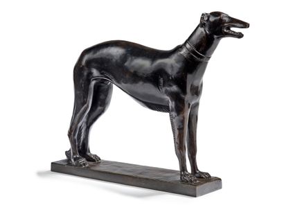 Raoul LAMOURDEDIEU (1877-1953) Sculpture en bronze à patine brune figurant un lévrier
Signée...
