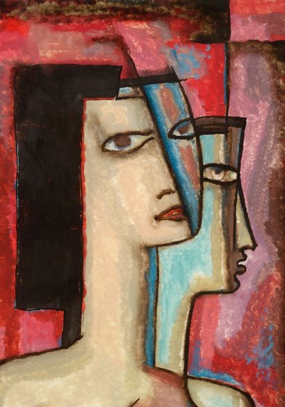 René BUTHAUD (1886-1986) Portrait cubiste de femmes
Peinture-fixé sous verre
Vers...