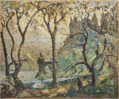 Emmanuel de la VILLÉON (1858-1944) Landscape Oil on canvas, signed lower right 60...
