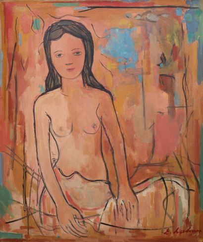 Emile LAHNER (1893-1980) Jeune fille Huile sur toile, signée en bas à droite 65 x...