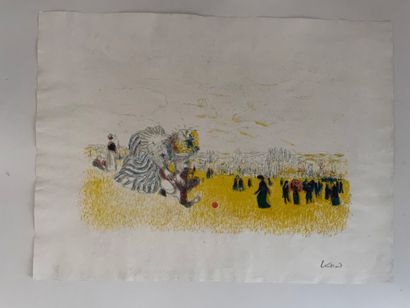 Edouard VUILLARD (1868-1940) Jeux d'enfants, 1897年 在Chine volant纸上的彩色石板画，右面有铅笔签名。来自沃拉德的100个版本，为沃拉德画廊提供的100个样张...