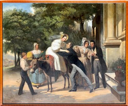 Augustin François B. DESMOULINS (1788-1856) The Warm Welcome, 1834 Canvas, signed...