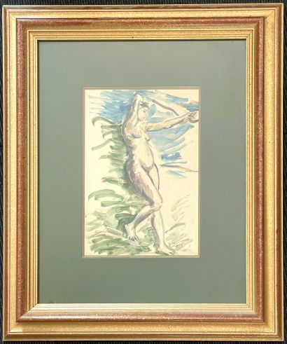 Emile Othon Friesz (1879-1949) Naked woman Watercolour and graphite on paper, signed...