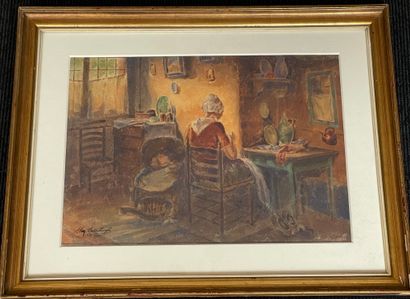 null Ecole suédoise, XXe siècle

Scène d’intérieur

Aquarelle encadrée sous verre

29...