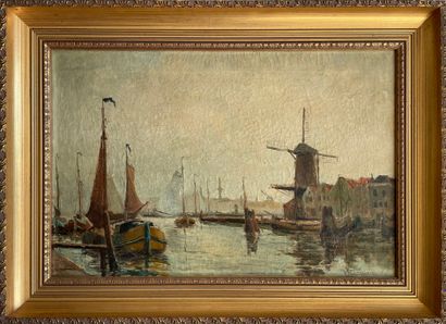 null Willem HORSELENBERG (1881-1961)

Moulin au port

Huile sur toile, signée en...