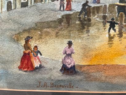 null Achille BENOUVILLE (1815-1891)

Rue animée au soleil couchant

Aquarelle, signée...