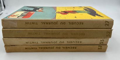 null Tintin - Reliures éditeur : Numéros 27, 32, 33 et 37. Editions françaises avec...