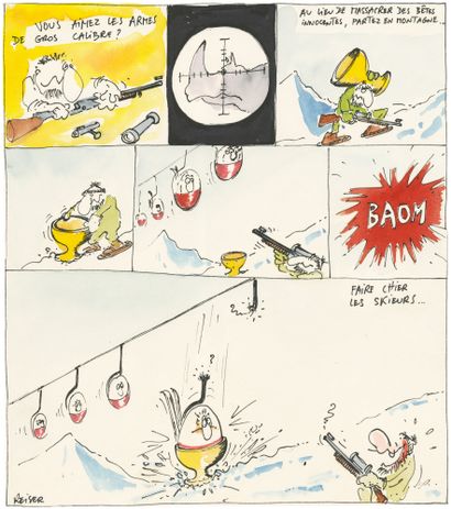 Jean-Marc REISER (1941-1983) 
Colored inks on paper for this gag published on page...