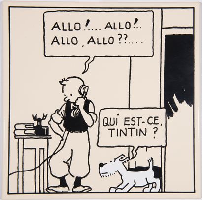 null Tintin - Plaque émaillée : Allo !... Allo !... Plaque produite par l'Emaillerie...