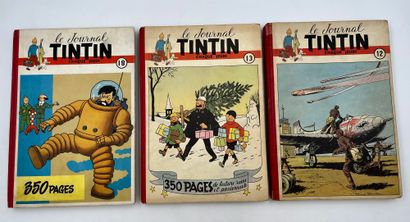 null Tintin - Reliures éditeur : Numéros 12, 13 et 18. Un nom en page de garde du...