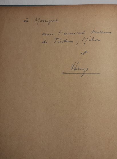 HERGÉ Dédicace : Tintin au Congo. Edition originale dos jaune (B1, 1946, papier épais)...