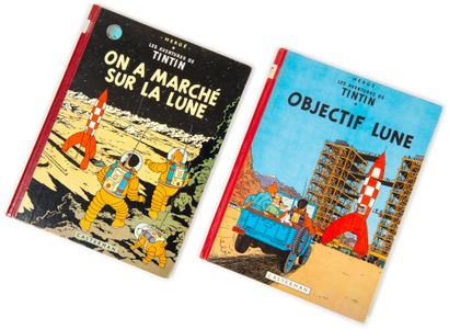 null Tintin - Ensemble de 2 albums : Objectif Lune (B10) On marché sur la lune (B11,...