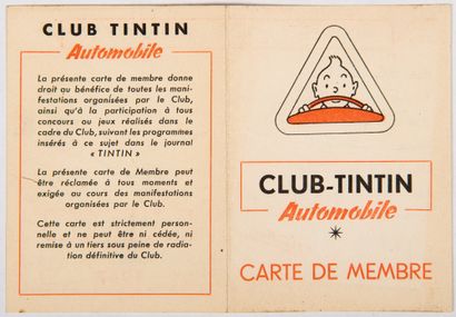 null Tintin - Carte du club Automobile : Carte de membre avec ajout 1961. Très très...