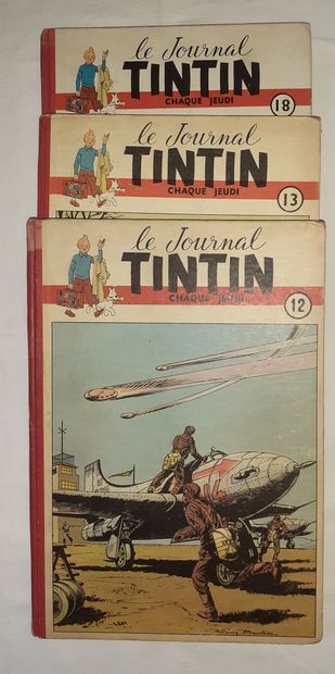 null Tintin - Reliures éditeur : Numéros 12, 13 et 18. Un nom en page de garde du...