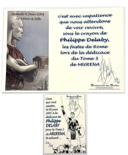 DELABY dedication : Muréna 3. First edition with a drawing representing Nero + invitation...