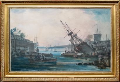 Alexandre Jean NOEL (1752-1834) The arsenal of Brest
Watercolour and gouache, signed...
