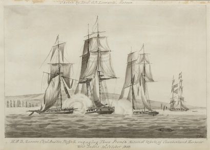 Ecole ANGLAISE, époque Empire Combat naval opposant les anglais aux français
Suite...